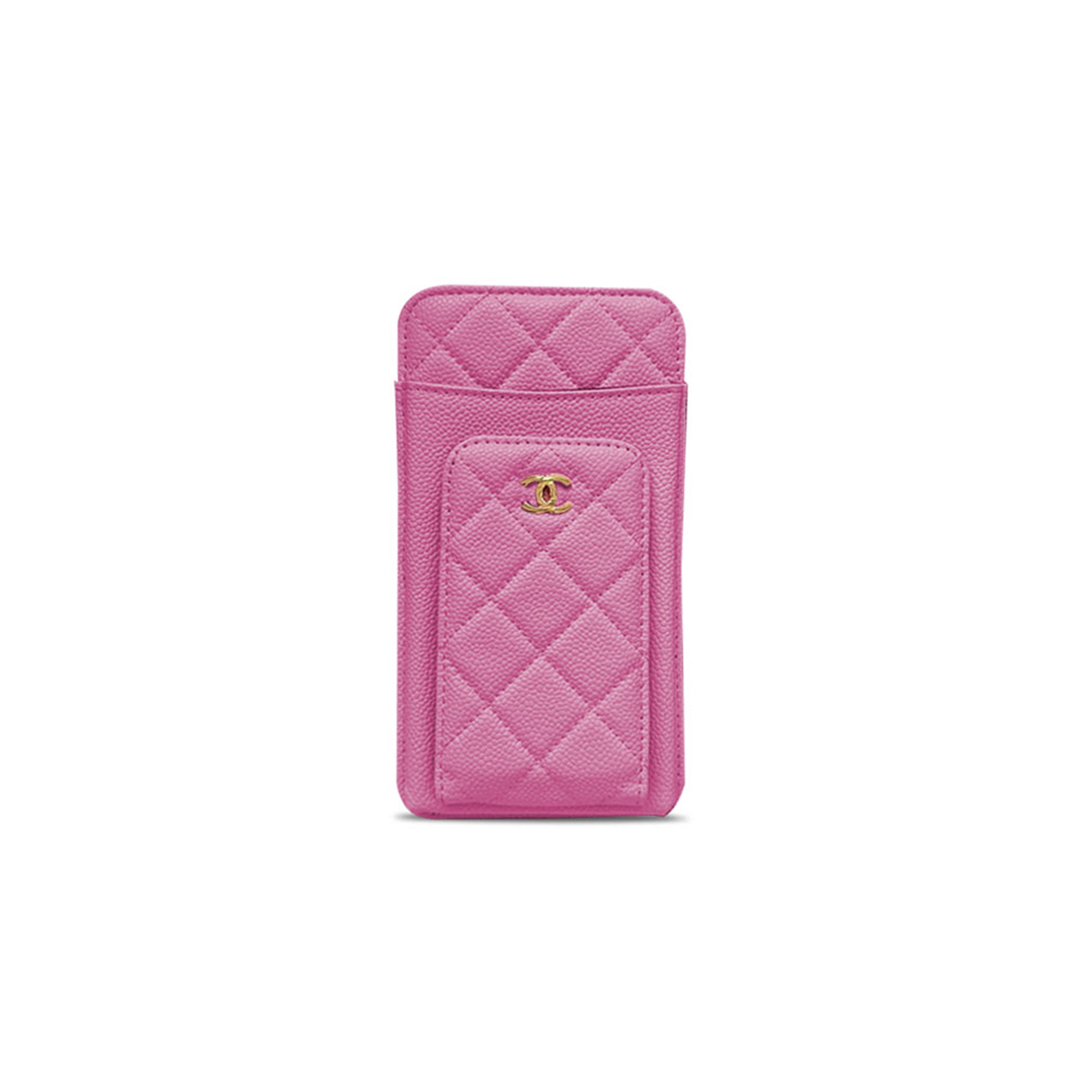 CHANEL CAVIAR QUILTED CC PHONE HOLDER ROSE RED (18*10*3cm) 